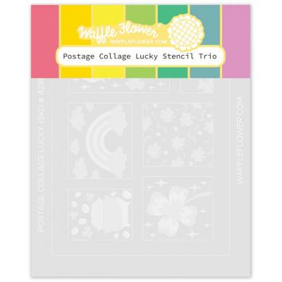 Waffle Flower Stencil - Postage Collage Lucky